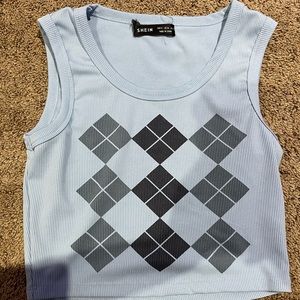 argyle print Rib-knit crop top